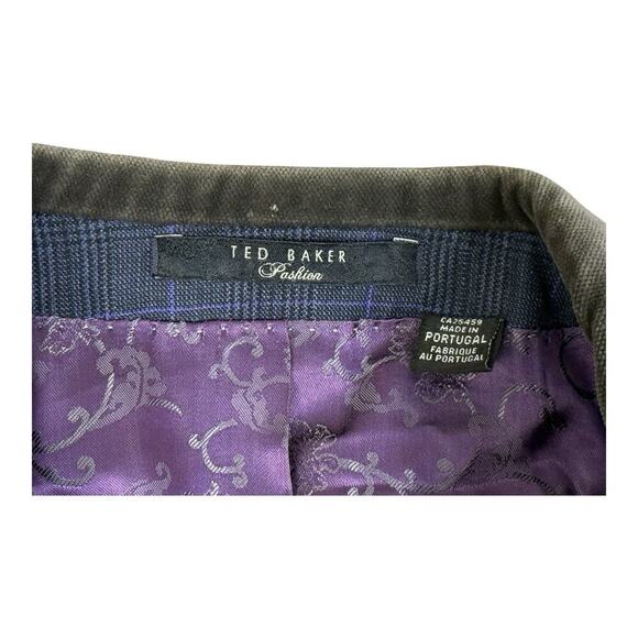 Ted Baker Sport Coat 40 R Men's Blue Purple Windowpane Wool Regular Fit Blazer - Picture 12 of 16